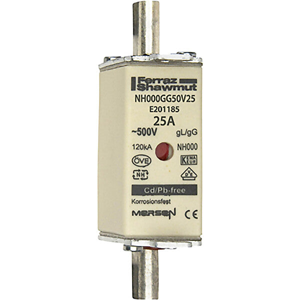 Mersen NH-Sicherungseinsatz SF Gr.000 gG 25A/500VKM NH000GG50V25